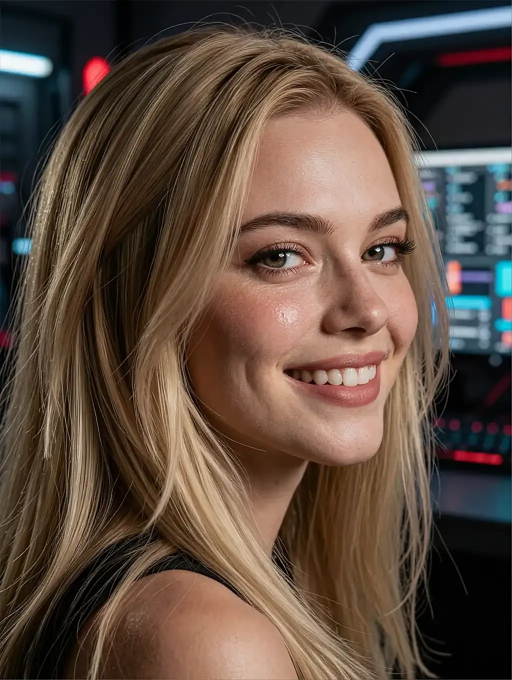 Fictional AI muse rendered studio-lit on the erotic AI art page